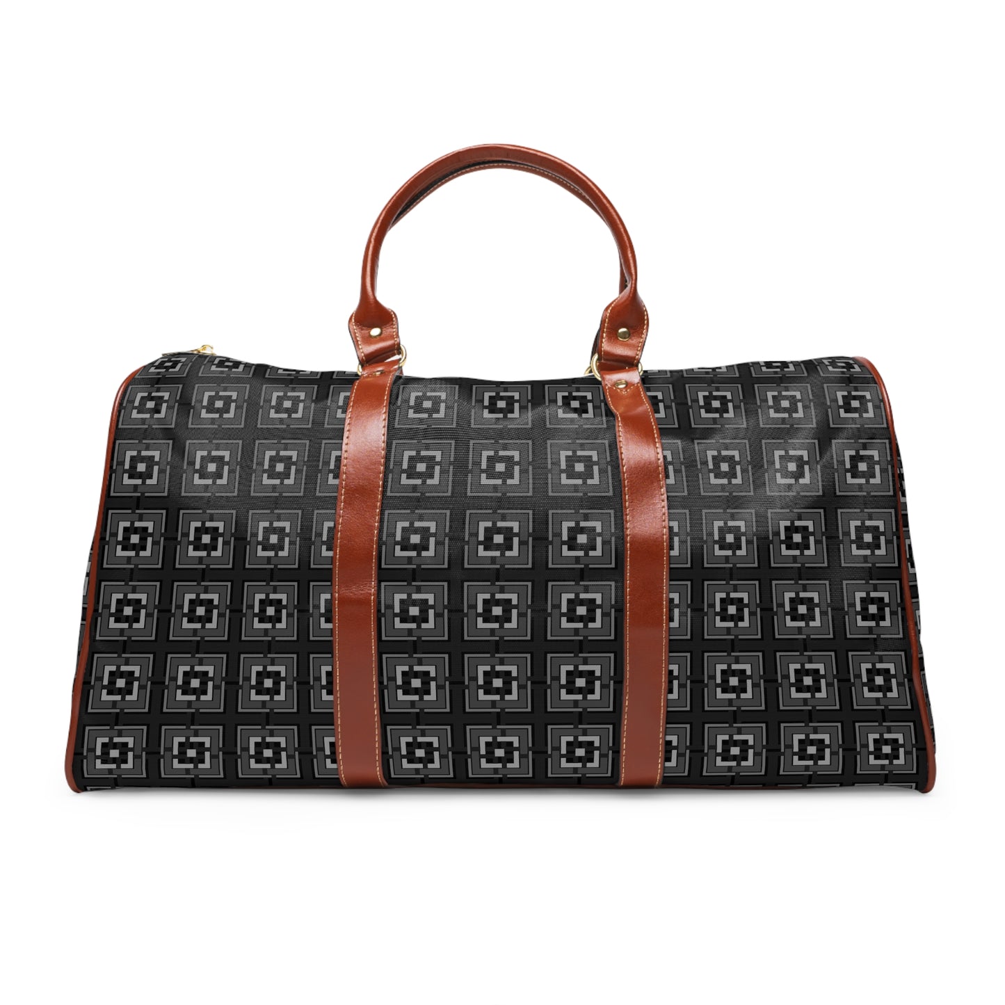 Intersecting Squares - Gray - Black 000000 - Waterproof Travel Bag