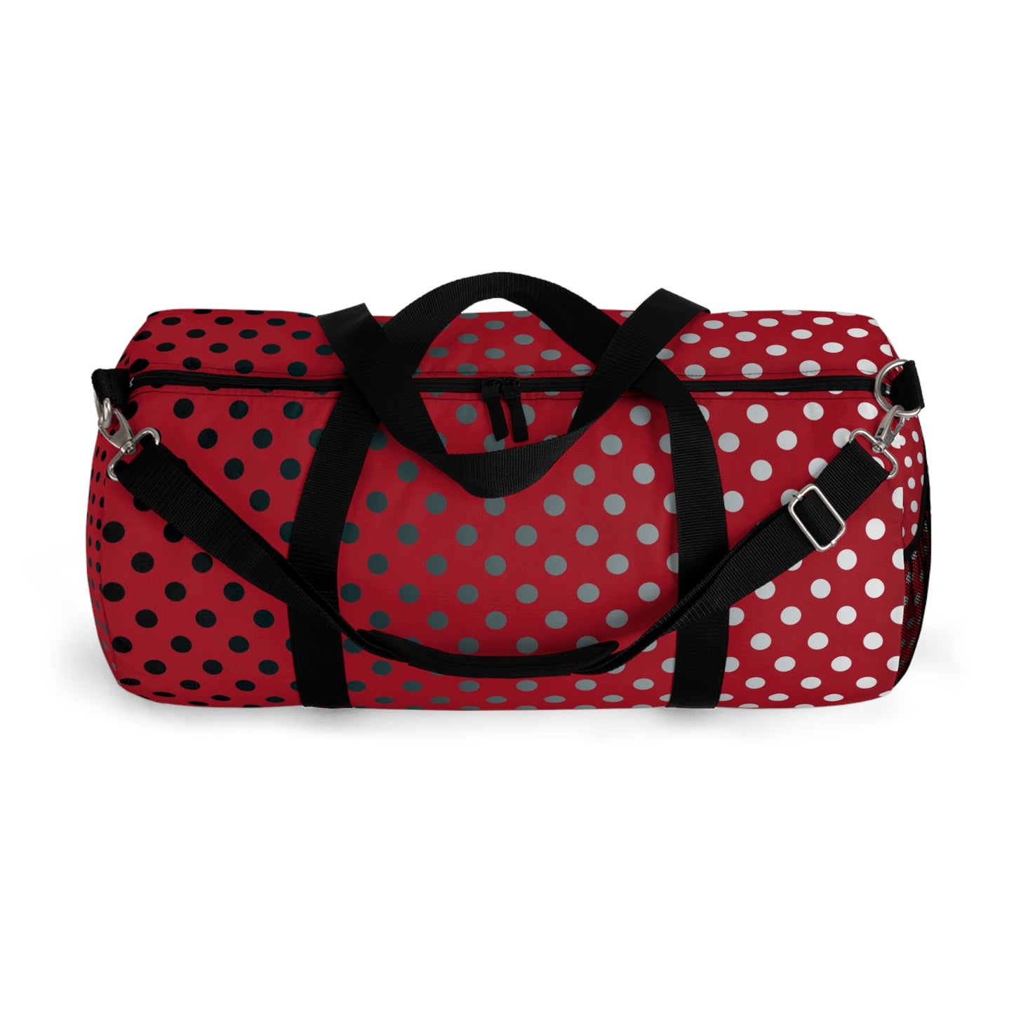 Red with Black Gray White dots - Duffel Bag