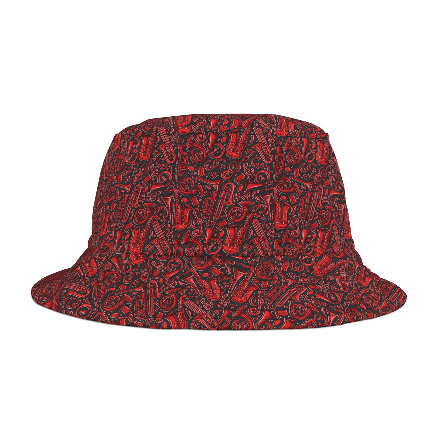 Band Camp - Red - Black 000000 - Bucket Hat (AOP)