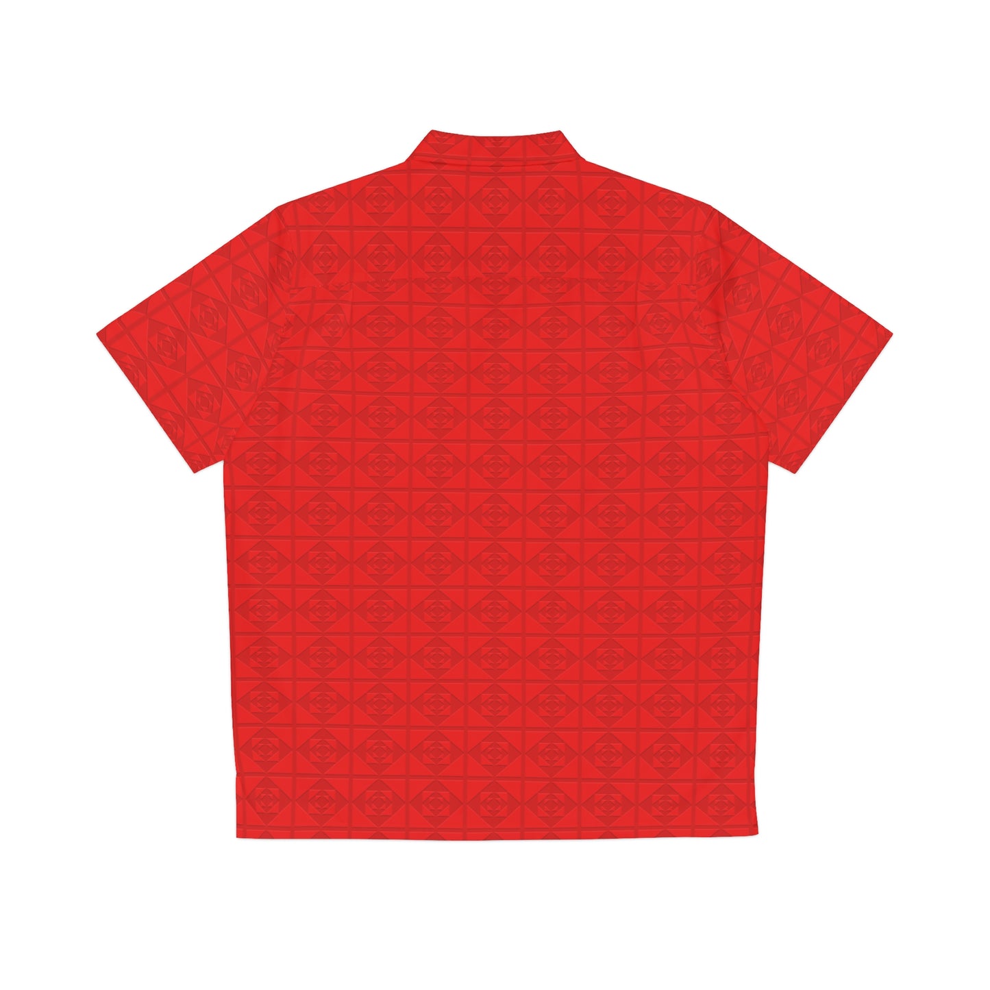 Embossed Geometric Pattern - Red - Men's Hawaiian Shirt