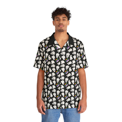 Boo - Ghosts - Pride - Halloween - Black 000000 - Men's Hawaiian Shirt