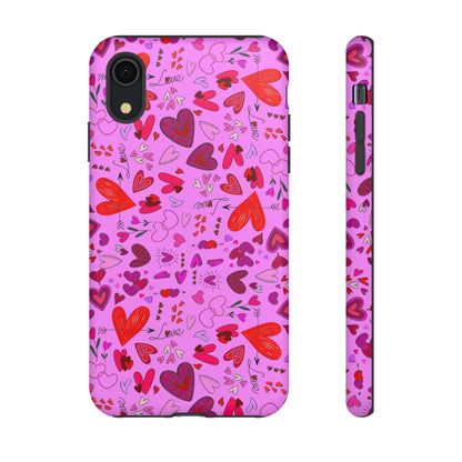 Heart Doodles - Fuschia Pink ff8eff - Tough Cases