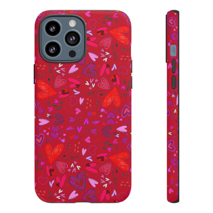 Heart Doodles - Fire Engine Red c8092e - Tough Cases