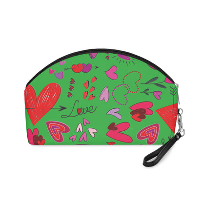 Heart Doodles - Lime Green 21C12E - Makeup Bag