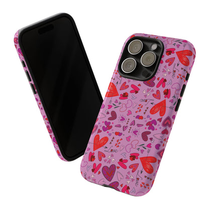 Heart Doodles - Fuschia Pink ff8eff - Tough Cases