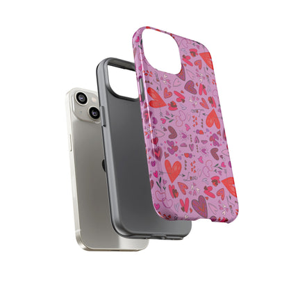 Heart Doodles - Fuschia Pink ff8eff - Tough Cases