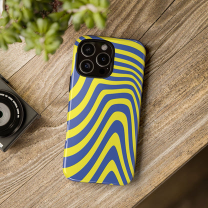 Retro wavy - yellow and blue - Tough Cases