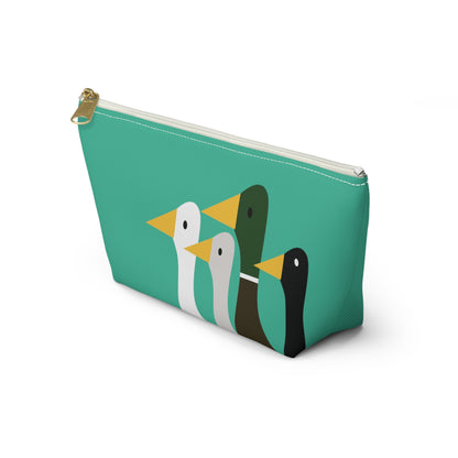 Nifty Ducks Co. Logo2 - ducks - Turquoise 12d3ad - Accessory Pouch w T-bottom