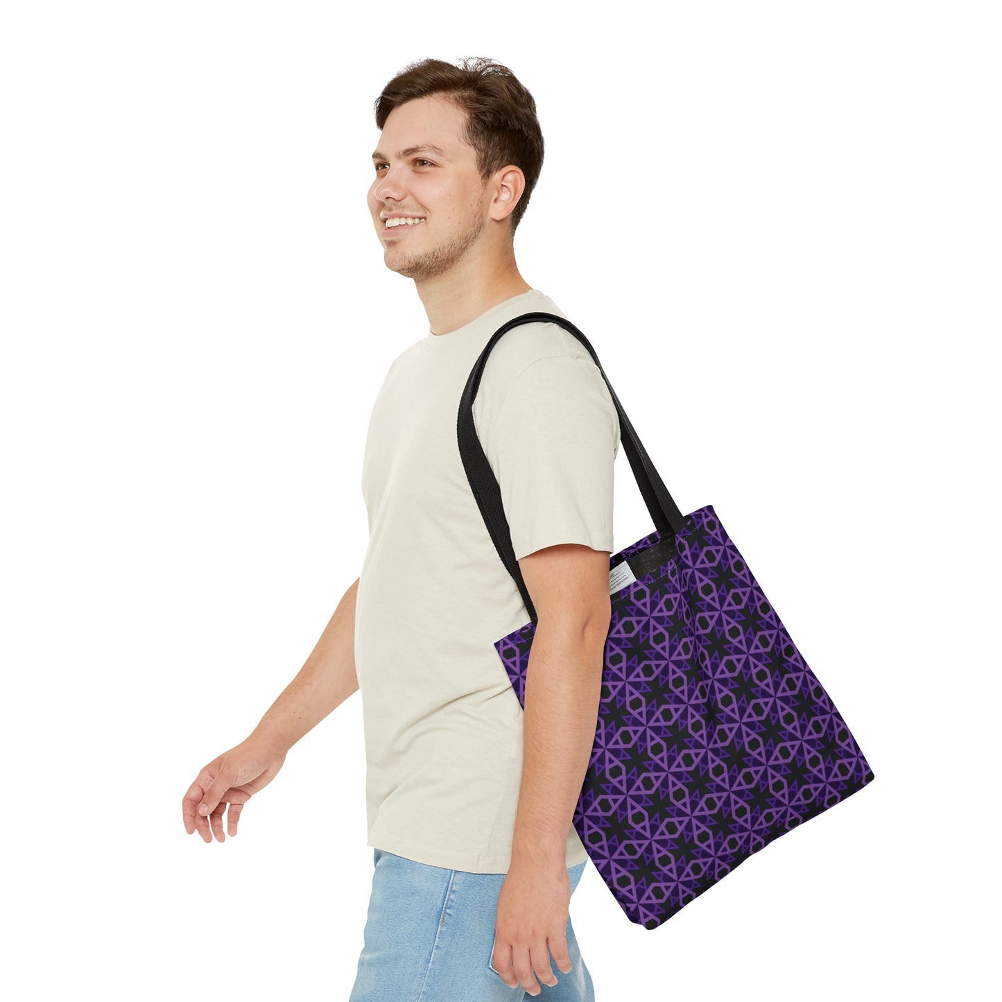 Letter Art - A - Purple - Black 000000 - Tote Bag