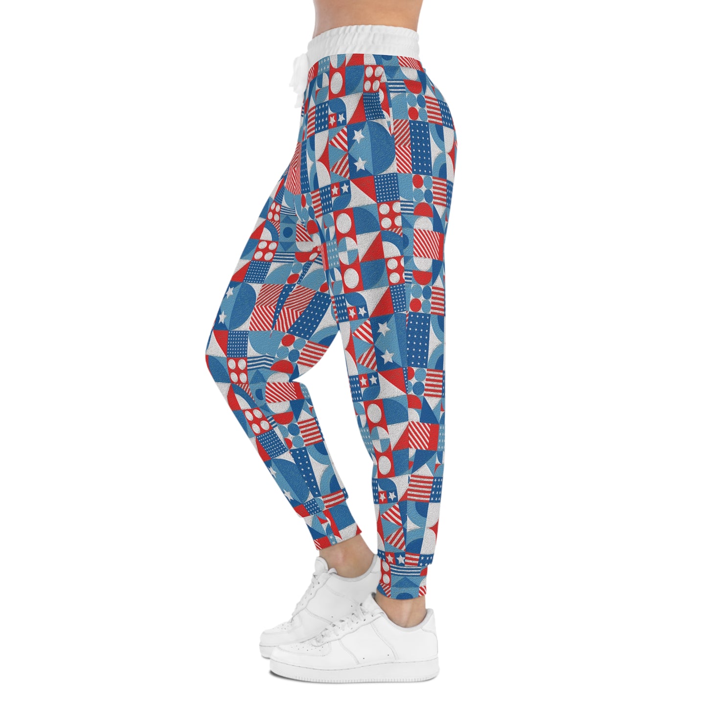 Red White and Blue Bold Pattern - Oil Paint Texture - White ffffff - Athletic Joggers