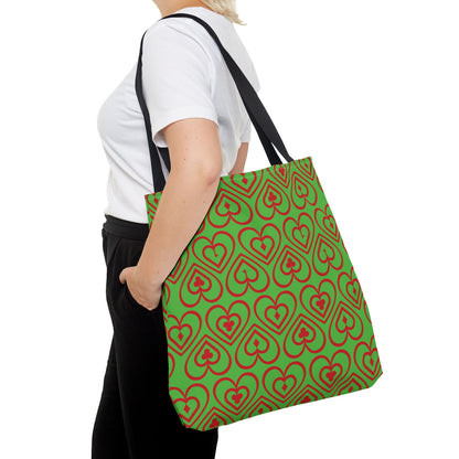 Ducks in the Deck - Red - Bright Apple Green 56BD00 - Tote Bag