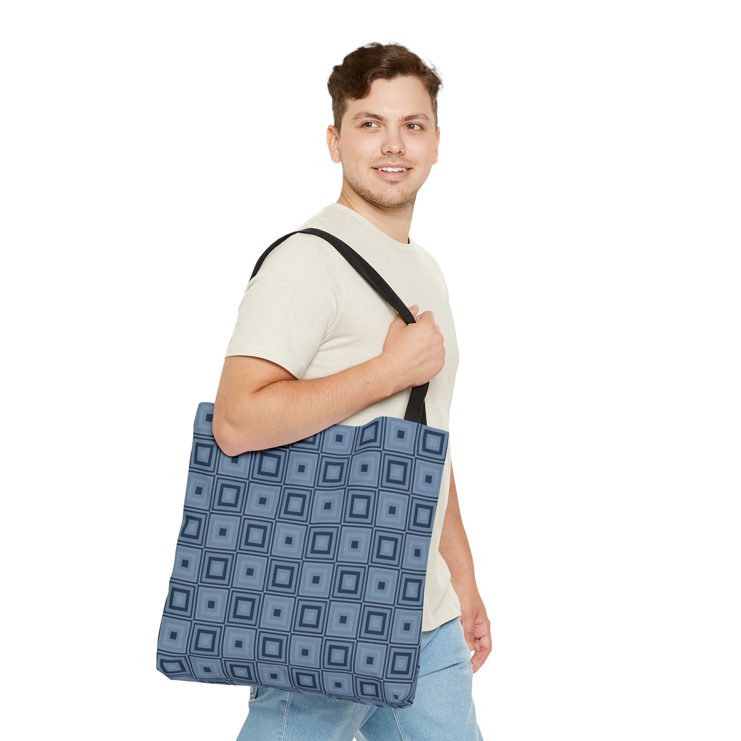 Charcoal - Weldon Blue Squares - Tote Bag