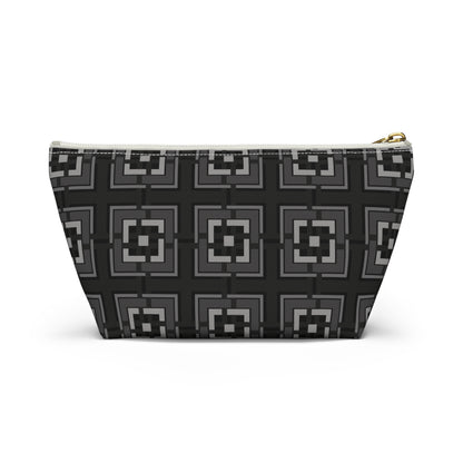 Intersecting Squares - Black - Black - Accessory Pouch w T-bottom