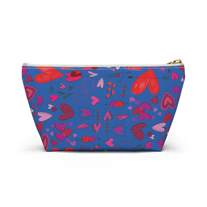 Heart doodles - Denim 0066cc - Accessory Pouch w T-bottom