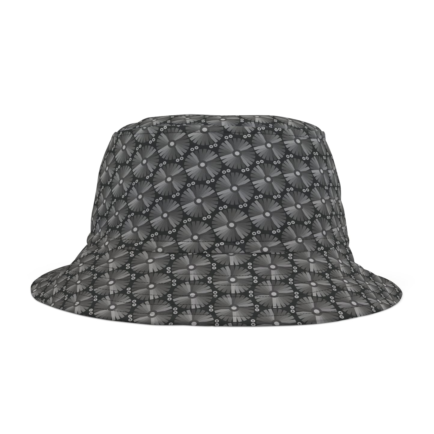 Letter Art - I - Gray - Black 000000 - Bucket Hat (AOP)