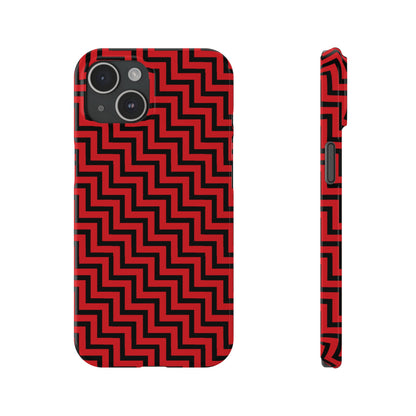 Zigs and Zags - Black - Scarlet - Slim Phone Cases