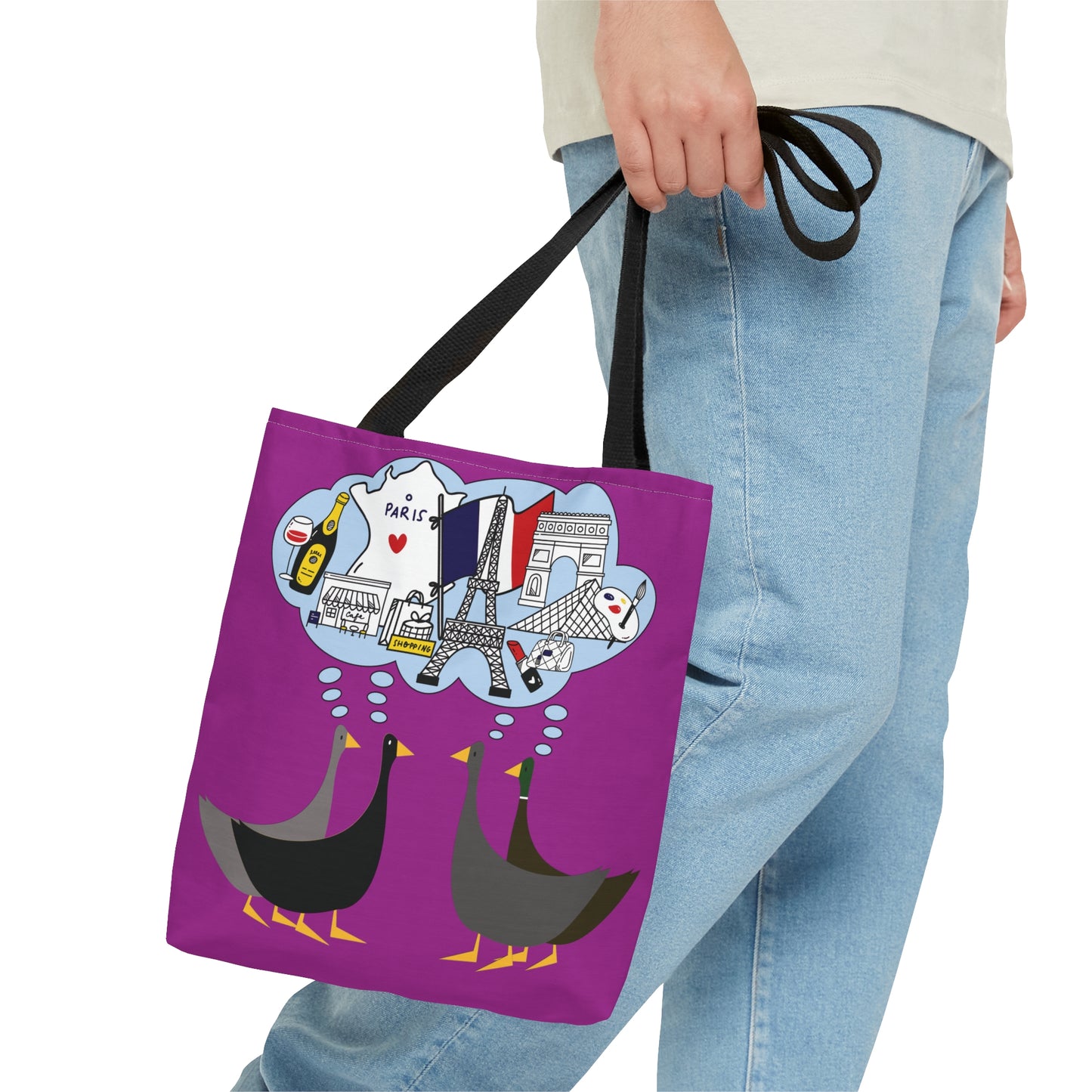 Ducks dreaming of Paris - Deep Magenta B805AE - Tote Bag