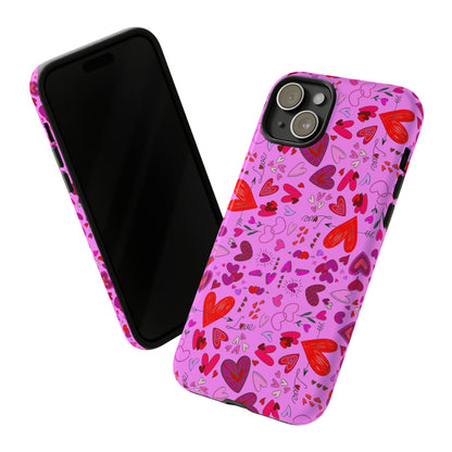 Heart Doodles - Fuschia Pink ff8eff - Tough Cases