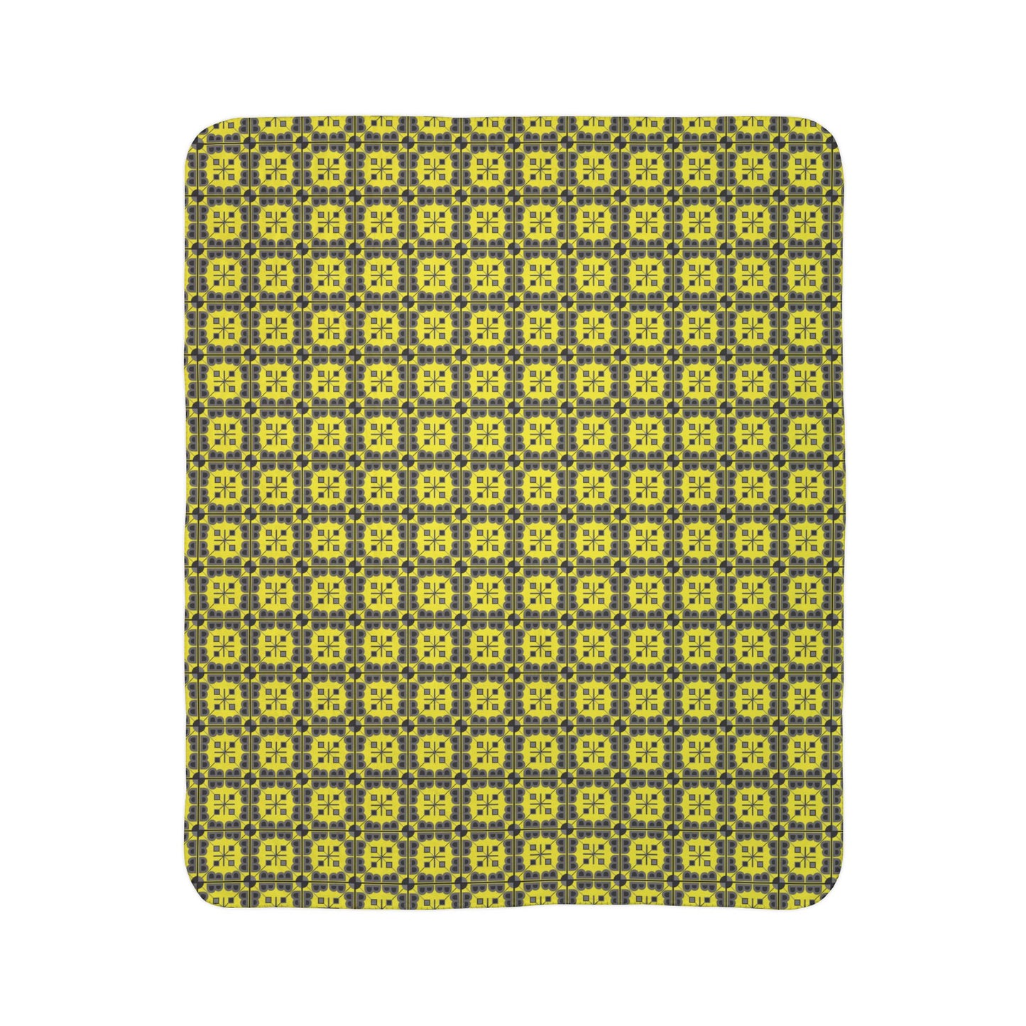 Fleece Sherpa Blanket - Letter Art - B - Gray - Yellow