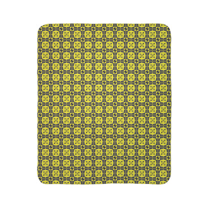 Fleece Sherpa Blanket - Letter Art - B - Gray - Yellow