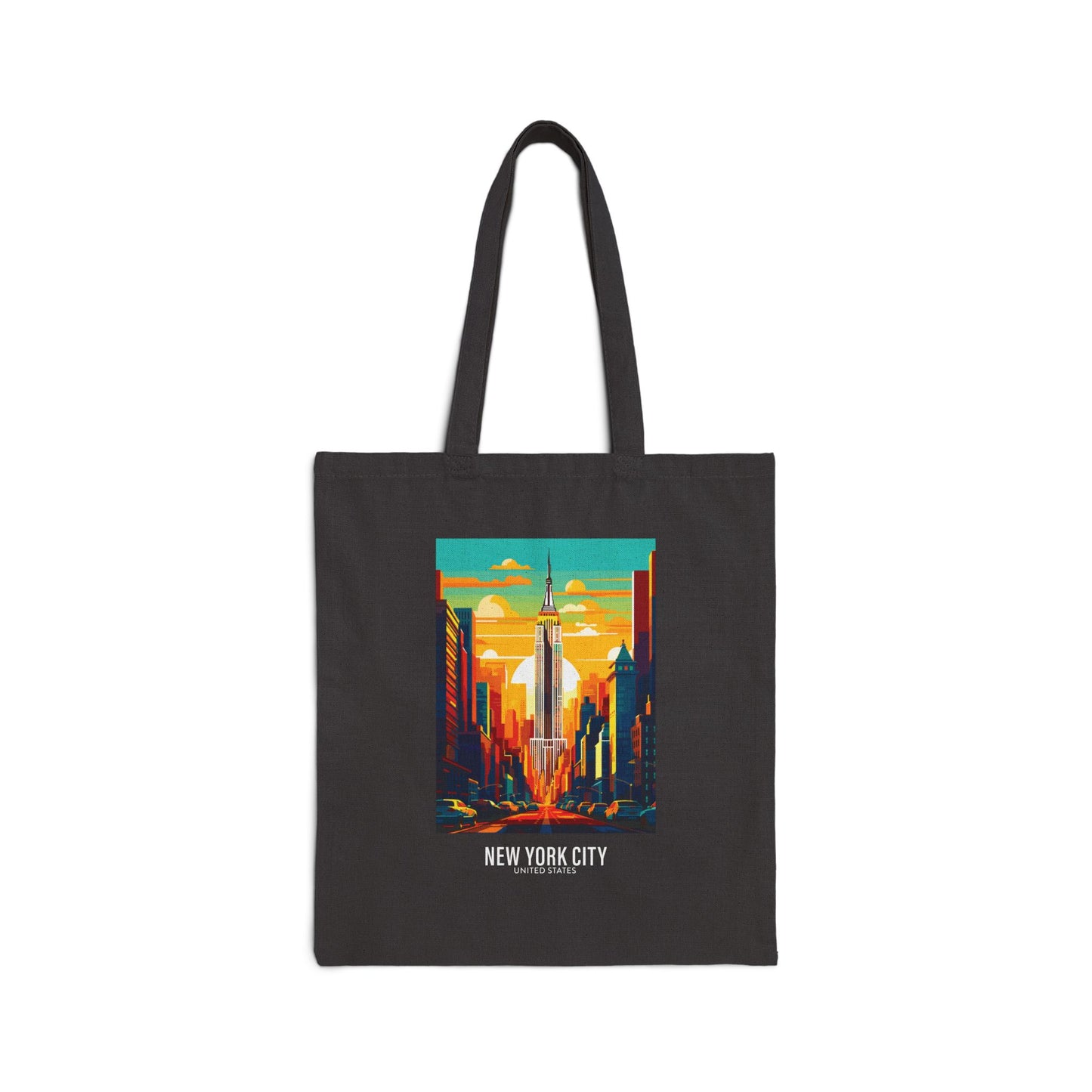 New York City - United States - Black 000000 - Cotton Canvas Tote Bag