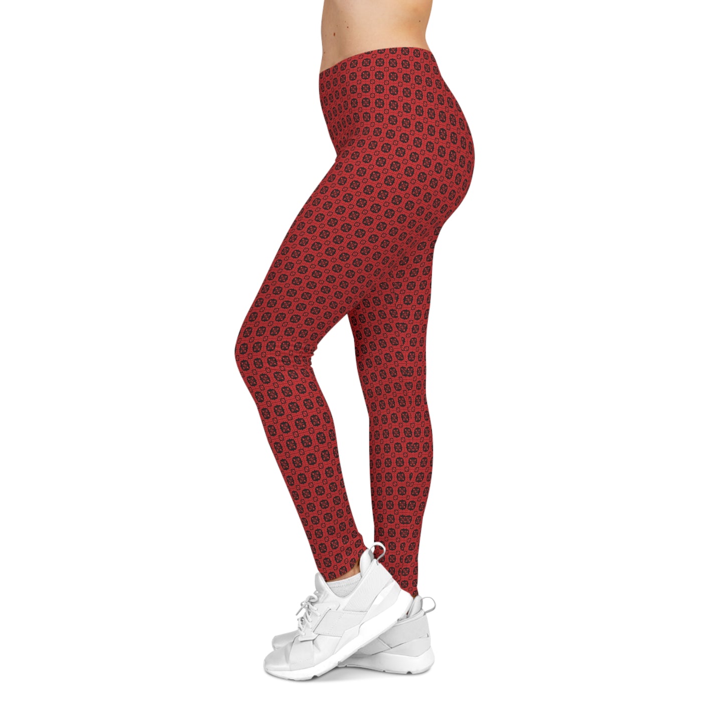 Letter Art - B - Red - Black 000000 - Women's Casual Leggings (AOP)