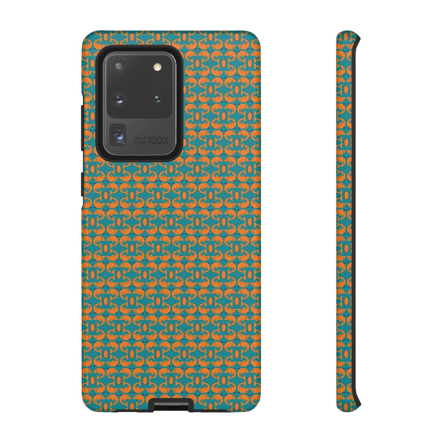 Playful dolphins - Orange - Aqua 008E97 - Tough Cases