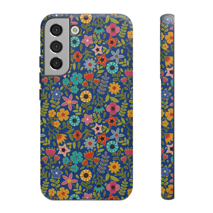 Playful Spring flowers - blue - Tough Cases