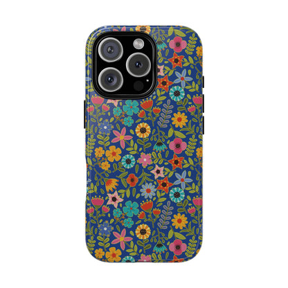 Playful Spring flowers - blue - Tough Cases