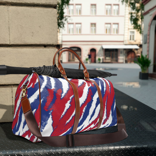 Red White and Blue Stripes - Waterproof Travel Bag