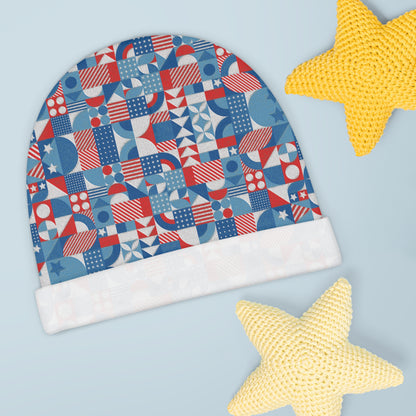 Red White and Blue Bold Pattern - Oil Paint Texture - Baby Beanie (AOP)