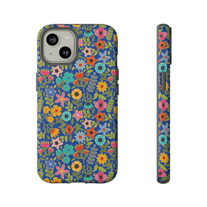 Playful Spring flowers - blue - Tough Cases