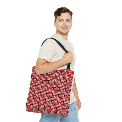 Small Intersecting Squares - Red - White ffffff - Tote Bag