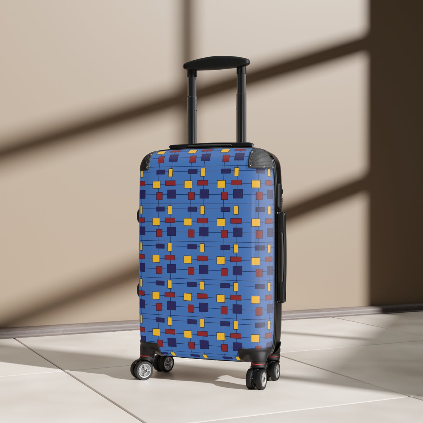 Inspired by Piet Mondrian - Azure 0080FF - Suitcase