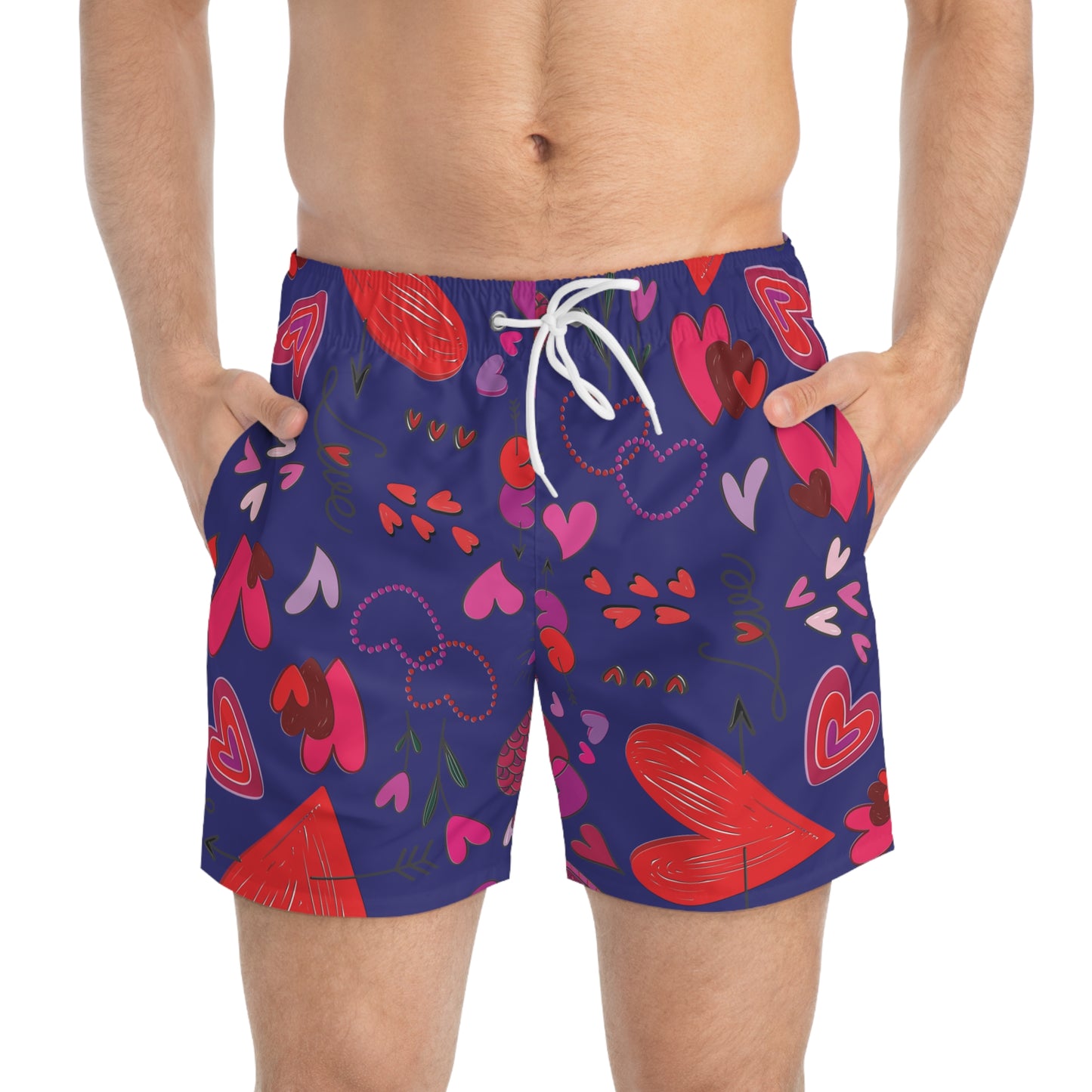 Hearts Doodles - Ultramarine 160987 - Swim Trunks