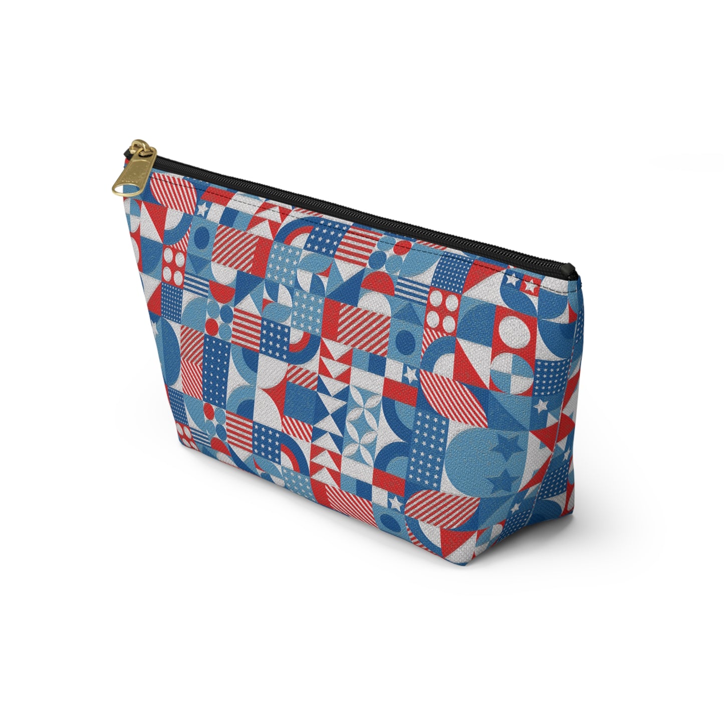 Red White and Blue Bold Pattern - Oil Paint Texture - Accessory Pouch w T-bottom