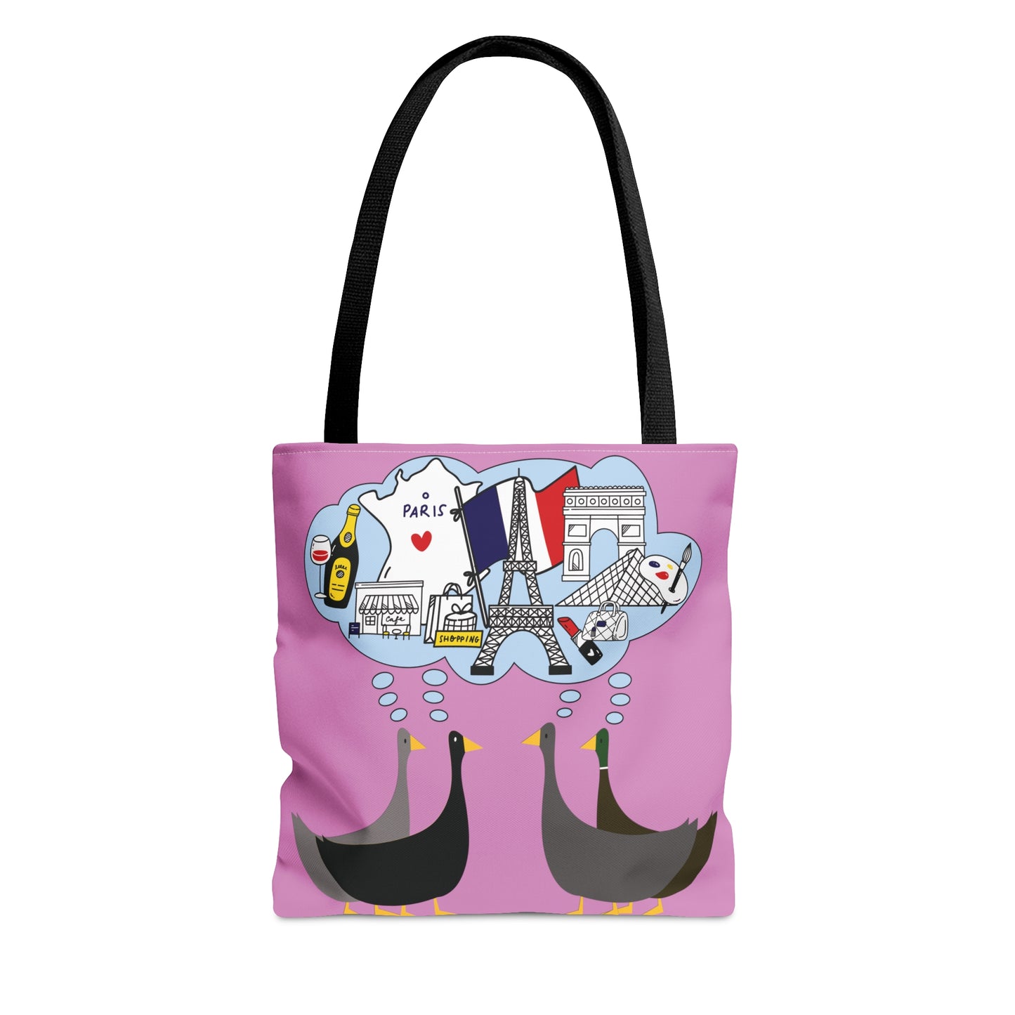 Ducks dreaming of Paris - Fuschia Pink ff8eff - Tote Bag