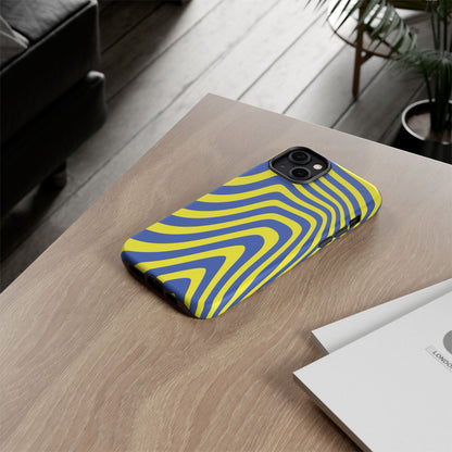 Retro wavy - yellow and blue - Tough Cases