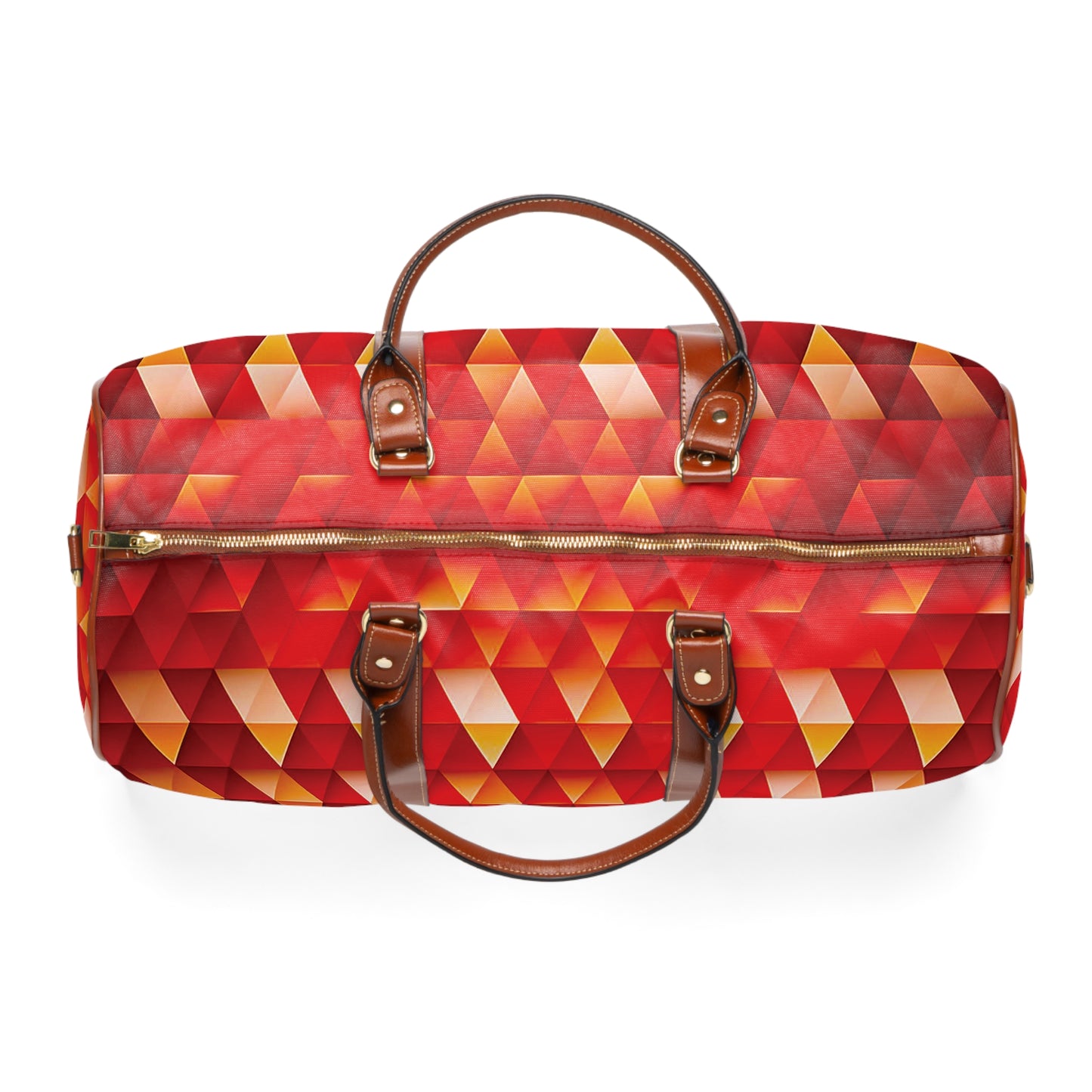 Geometric Flame - Red Triangles - Boston University Red d00000 - Waterproof Travel Bag