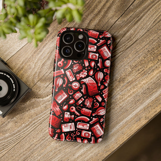 Travel Vibes - Red on Black 000000 - Tough Cases