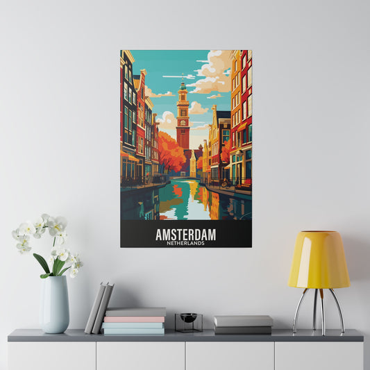 Amsterdam - Netherlands - Black 000000 - Matte Canvas, Stretched, 0.75"