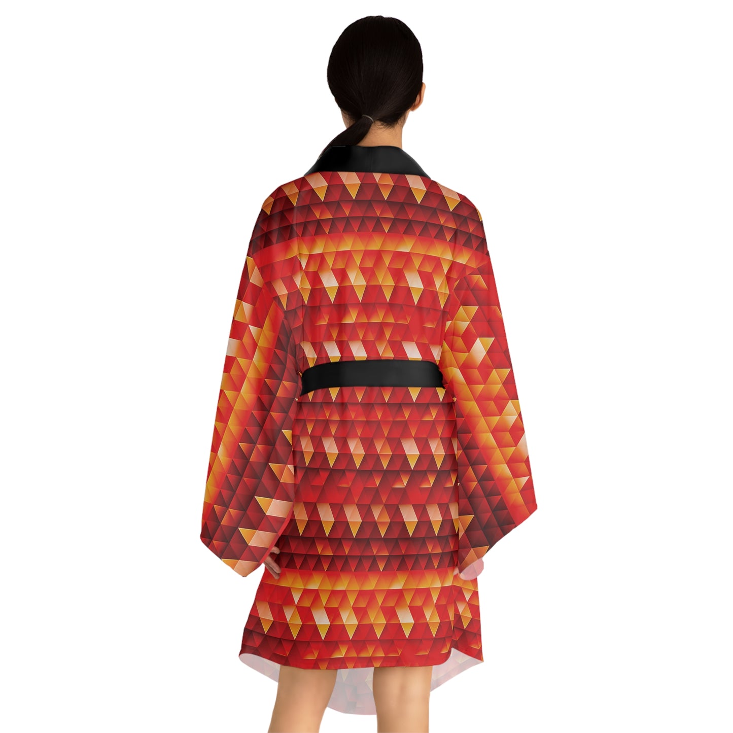 Geometric Flame - Red Triangles - Long Sleeve Kimono Robe