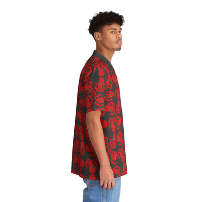 Octopie - Big Print - Black 000000 - Men's Hawaiian Shirt