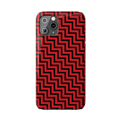 Zigs and Zags - Black - Scarlet - Slim Phone Cases