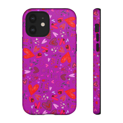 Heart Doodles - Deep Magenta B805AE - Tough Cases