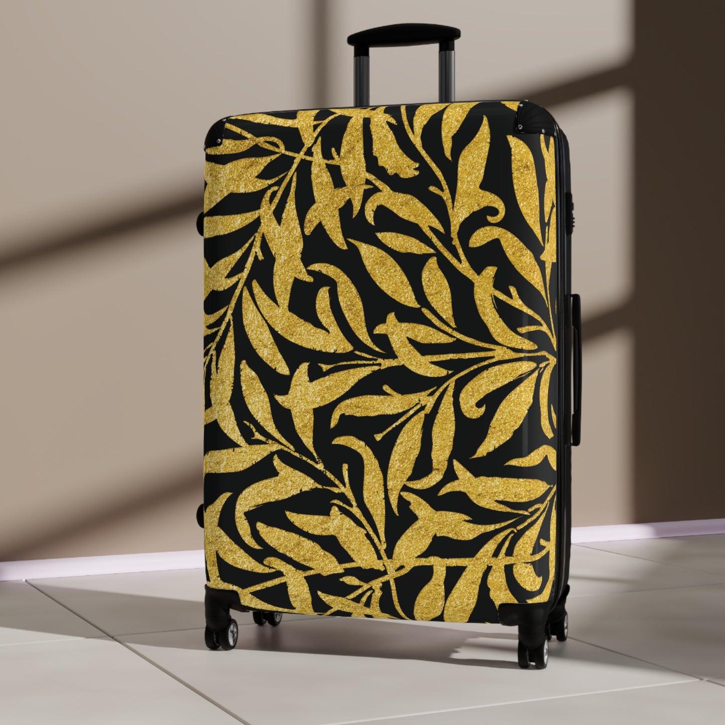 Gold Leaves - Black - Suitcases