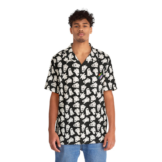 Boo - Ghosts - Halloween - Pride - Black 000000 - Men's Hawaiian Shirt