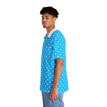 Blue with white dots - Men's Hawaiian Shirt