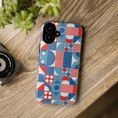 Red White and Blue Bold Pattern - BIG - Oil Paint Texture - Tough Cases