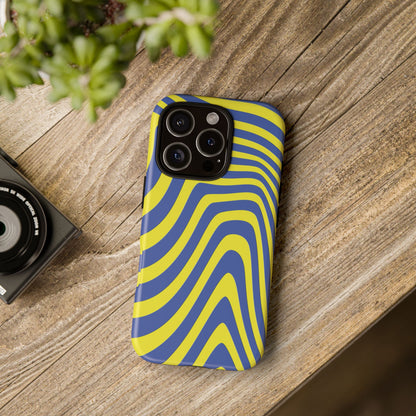 Retro wavy - yellow and blue - Tough Cases